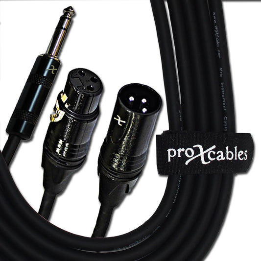 ProX XC-SYXFXM10 - 10ft Balanced 1/4" TRS Male Stereo to Dual 3-Pin XLR Male/XLR Female Audio Y Cable