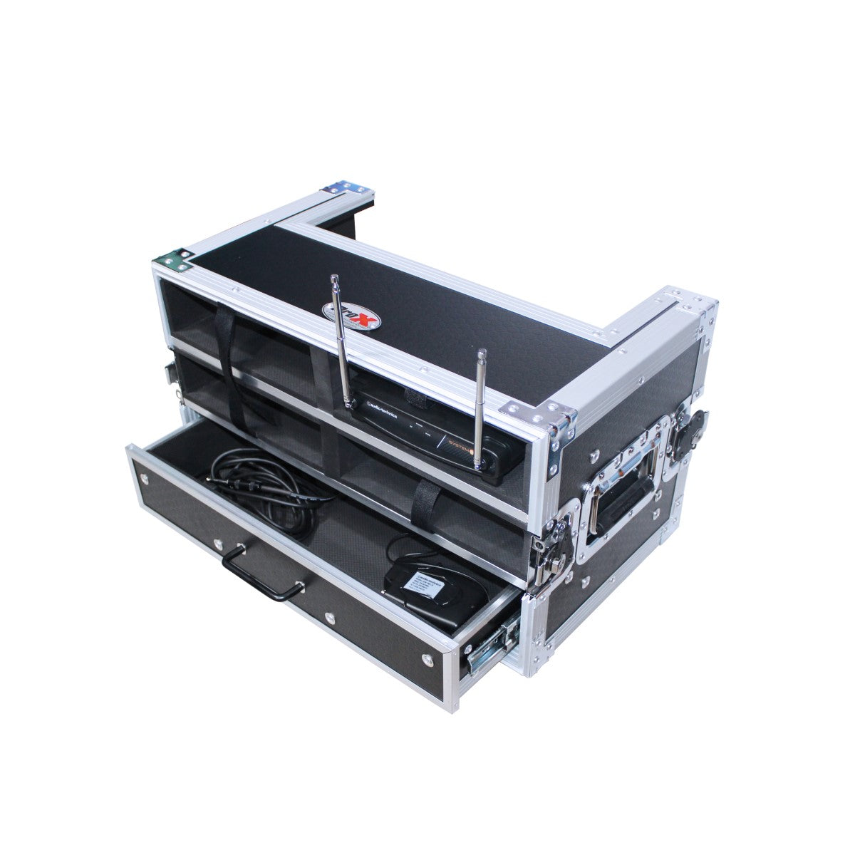 ProX XS-4WM2DR - Flight Case for 4x Handheld Microphones and Storage with Drawer