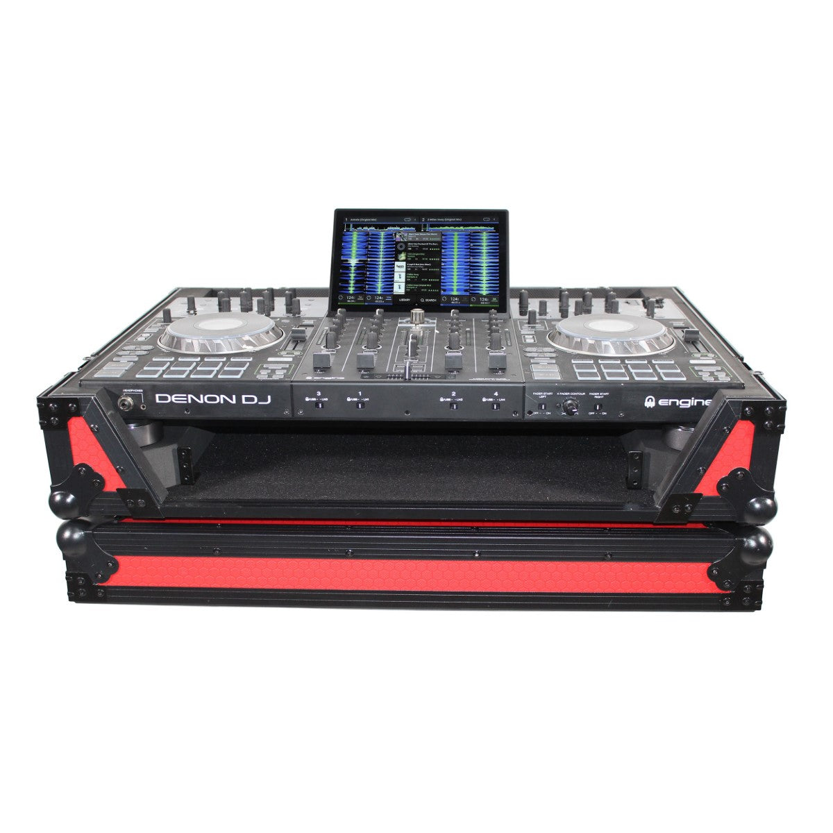 ProX XS-PRIME4 WRB - Flight Case for Denon Prime 4 with Wheels in Red/Black Finish