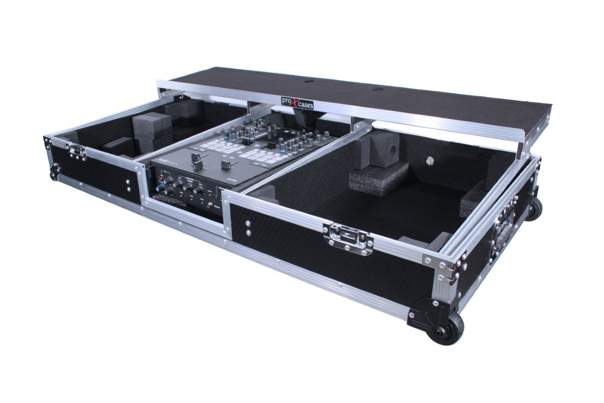 ProX XS-TMC1012WLTFBTL - Coffin Case for Rane 72 and 2x Battle Mode Turntables with Laptop Shelf in Black/Silver Finish