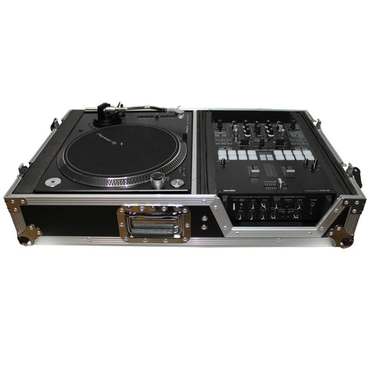 ProX XS-TMC1012W - Flight Case for Single Battle Mode Turntable and 10"/12" Mixer in Black/Silver Finish