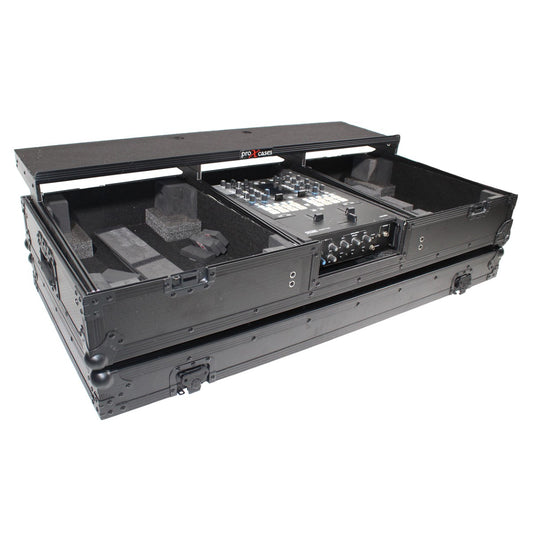 ProX XS-TMC1012WLTFBTLBL - Coffin Case for Rane 72 and 2x Battle Mode Turntables with Laptop Shelf in Black/Black Finish