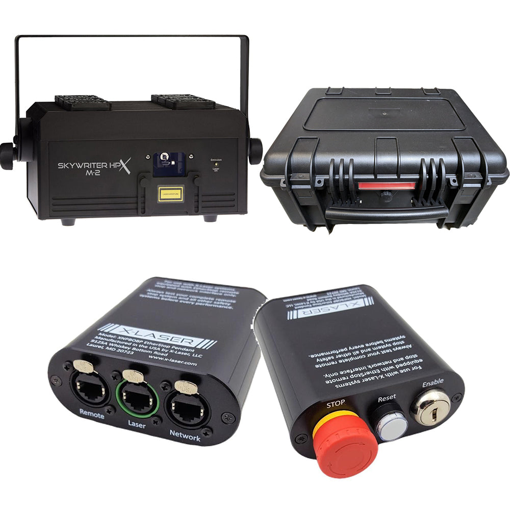 X-Laser Skywriter HPX M-2 2W RGB Laser System with Mercury, Pelican Style Case and etherStop Pendant Package