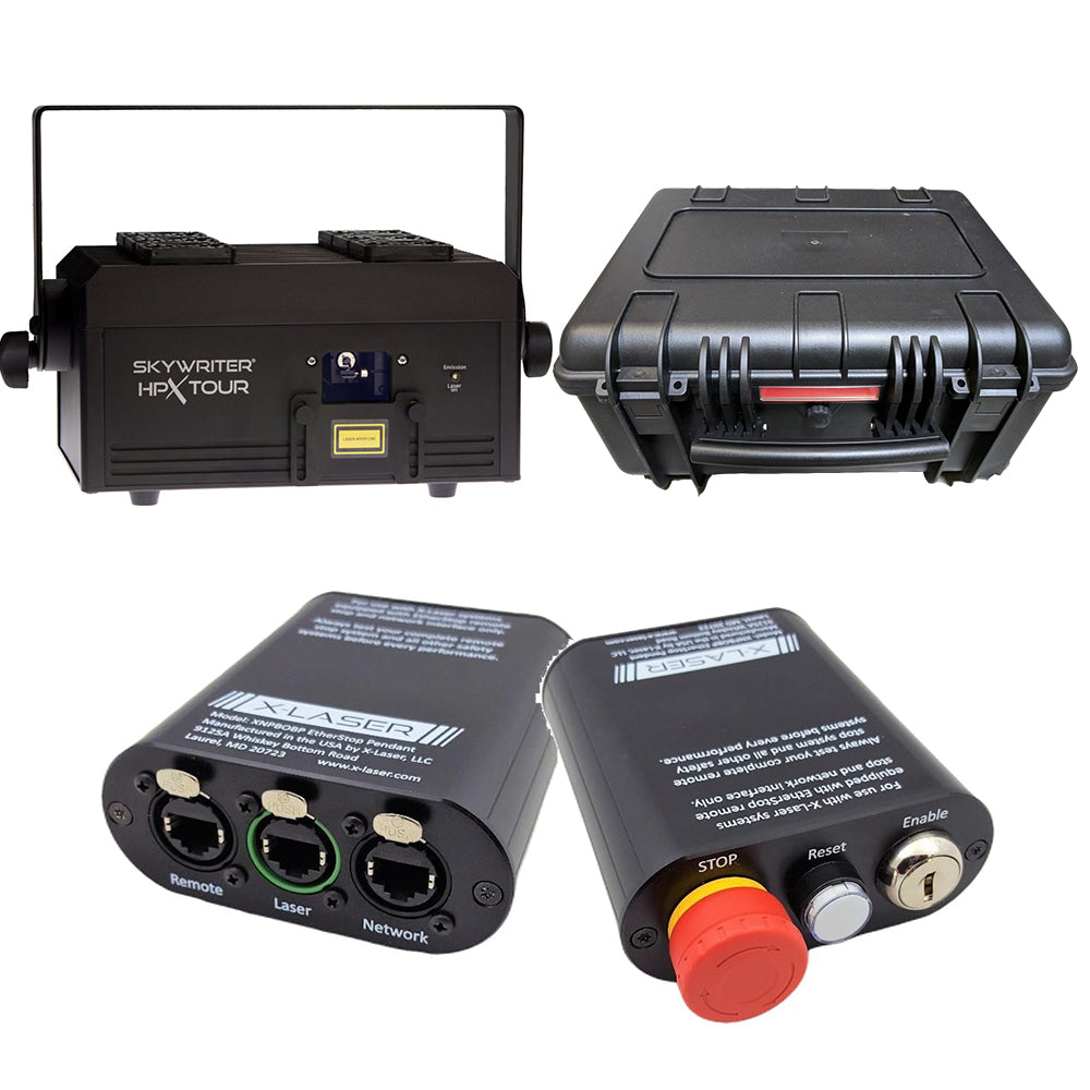 X-Laser Skywriter HPX M-5 5W RGB Laser System with Mercury, Pelican Style Case and etherStop Pendant Package