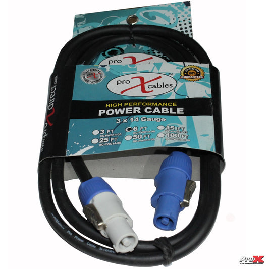 ProX XC-PWC14-06 - 6ft 14AWG PowerCON Blue to PowerCON Grey Link Cable