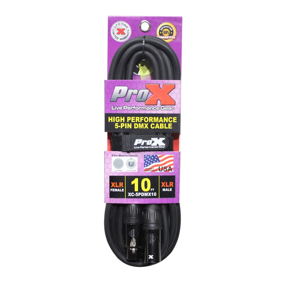 ProX XC-5PDMX10 - 10ft 5-Pin Male to 5-Pin Female DMX Cable