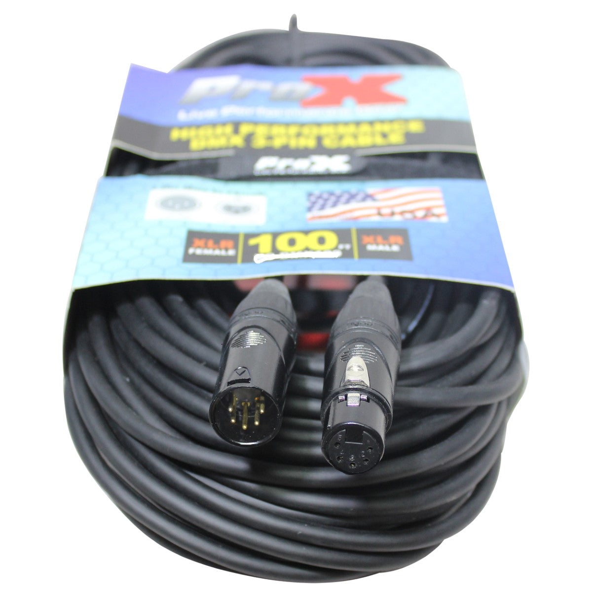 ProX XC-5PDMX100 - 100ft 5-Pin Male to 5-Pin Female DMX Cable