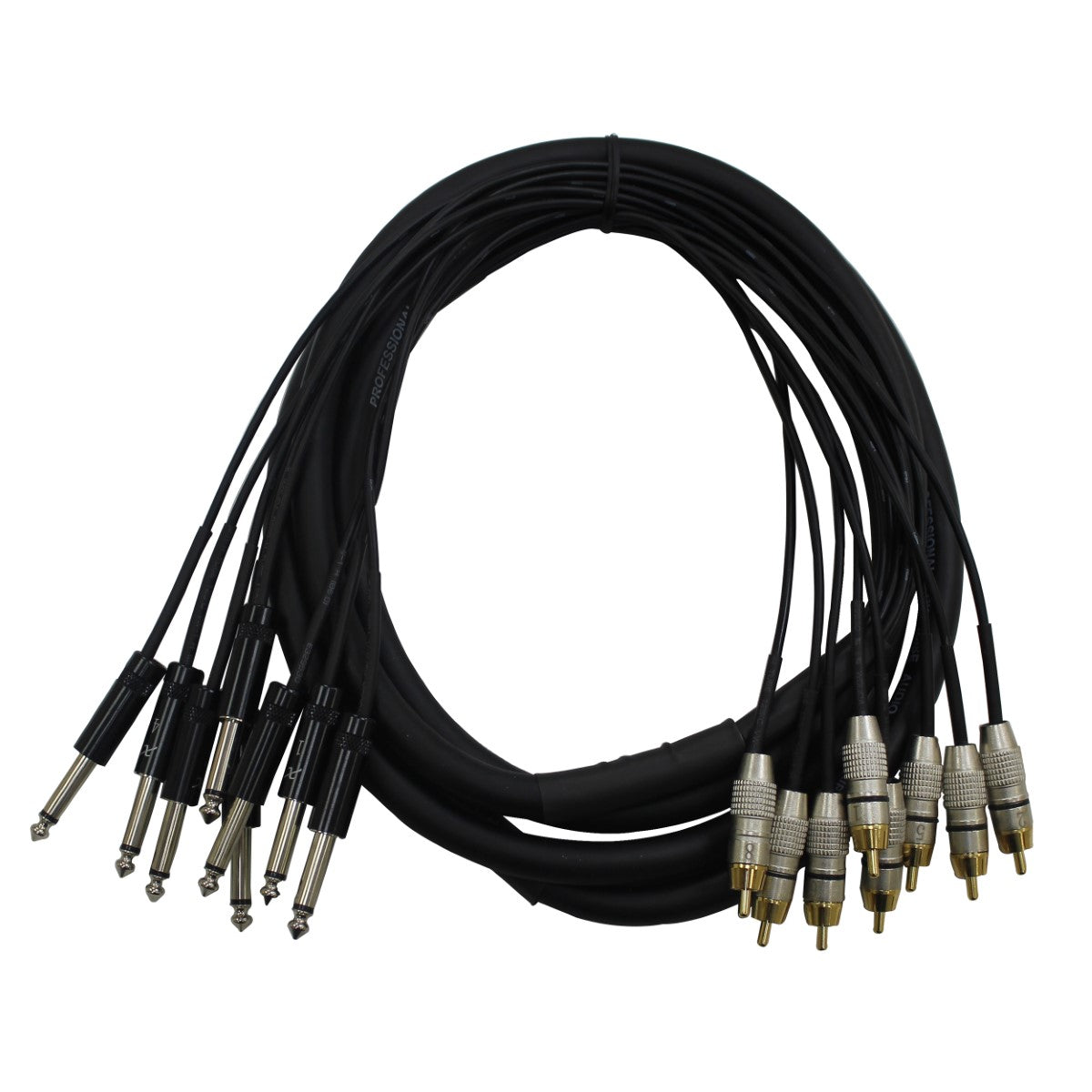 ProX XC-8PR10 - 10ft Unbalanced 8-Channel 1/4" TS to RCA Male Snake