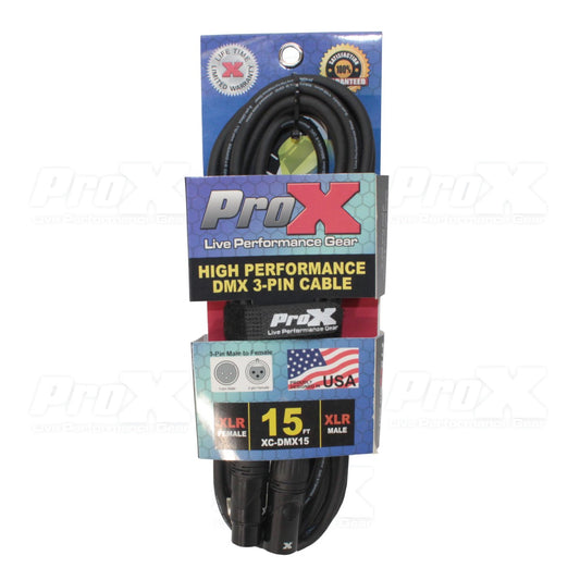 ProX XC-DMX15 - 15ft 3-Pin Male to 3-Pin Female DMX Cable