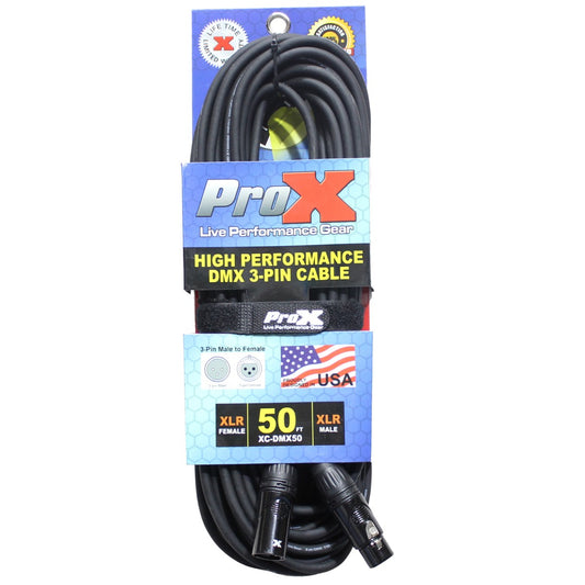 ProX XC-DMX50 - 50ft 3-Pin Male to 3-Pin Female DMX Cable