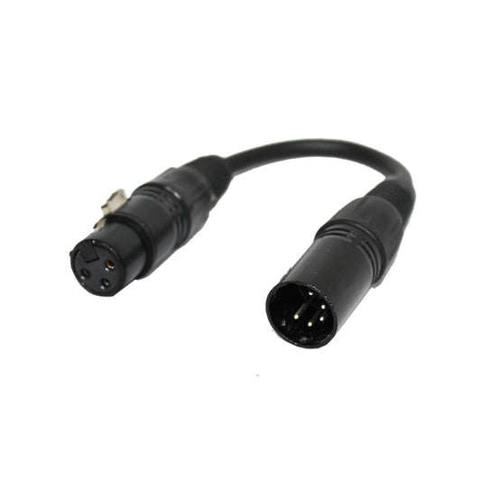 ProX XC-DMX5M3F - 6-inch 5-Pin Male to 3-Pin Female DMX Cable Adapter