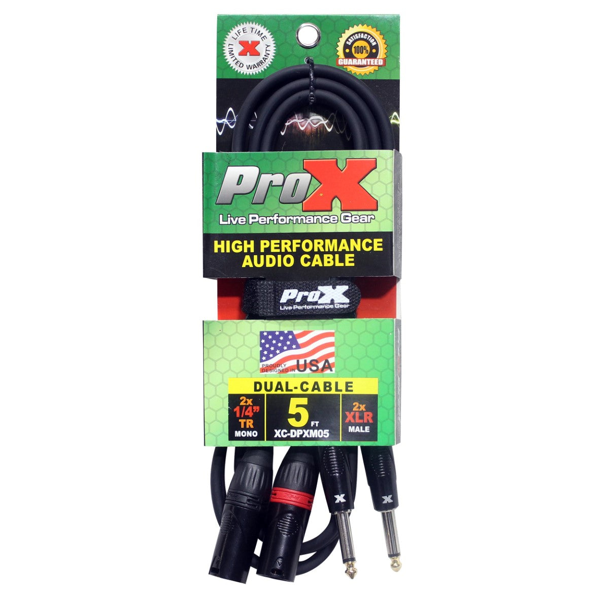 ProX XC-DPXM05 - 5ft Unbalanced Dual 1/4" TS Male to Dual 3-Pin XLR Male Audio Cable