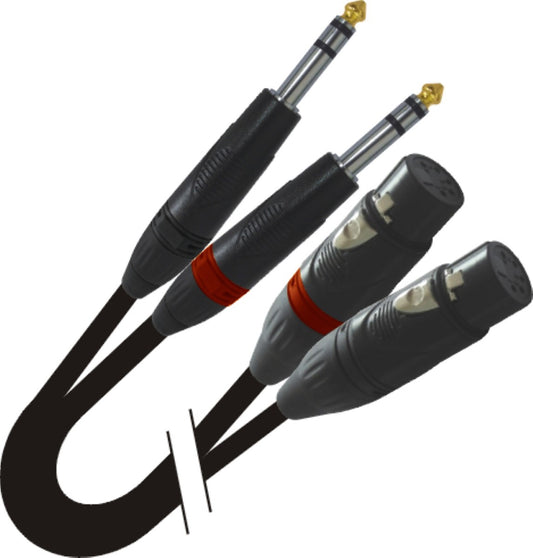 ProX XC-DSXF05 - 5ft Balanced Dual 1/4" TRS Male to Dual 3-Pin XLR Female Audio Cable