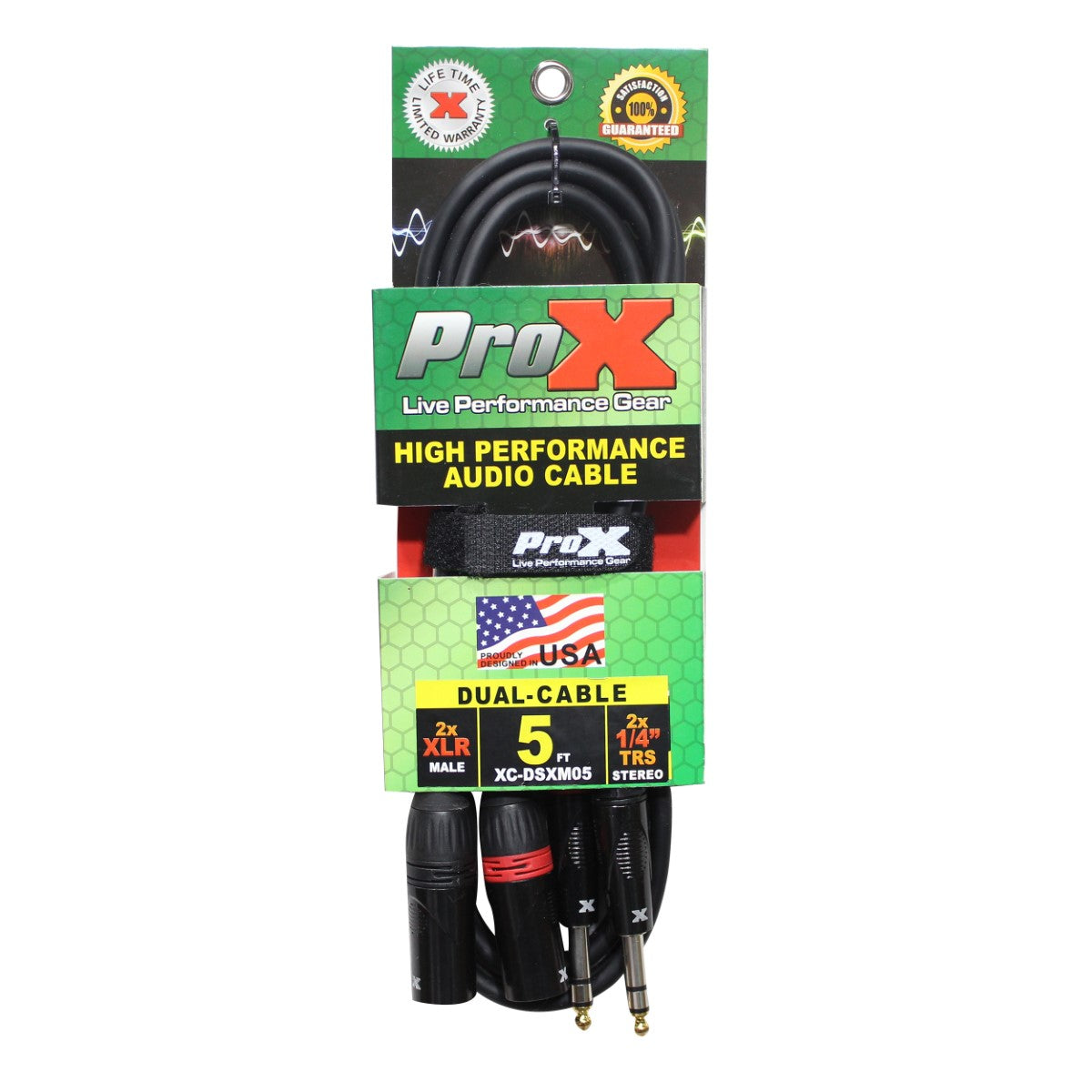 ProX XC-DSXM05 - 5ft Balanced Dual 1/4" TRS Male to Dual 3-Pin XLR Male Audio Cable