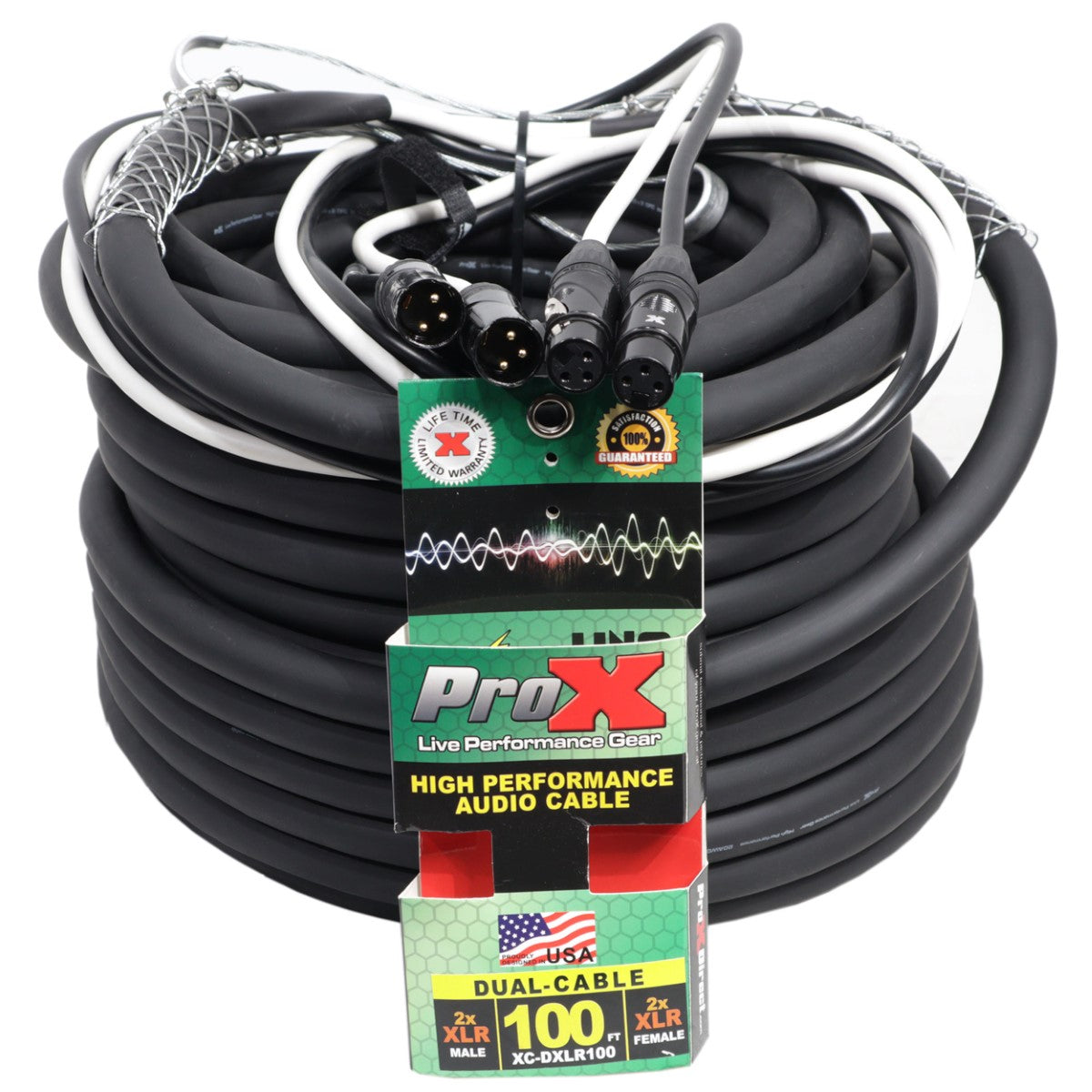 ProX XC-DXLR100 - 100ft Balanced Dual 3-Pin XLR Male to Dual 3-Pin XLR Female Audio Cable