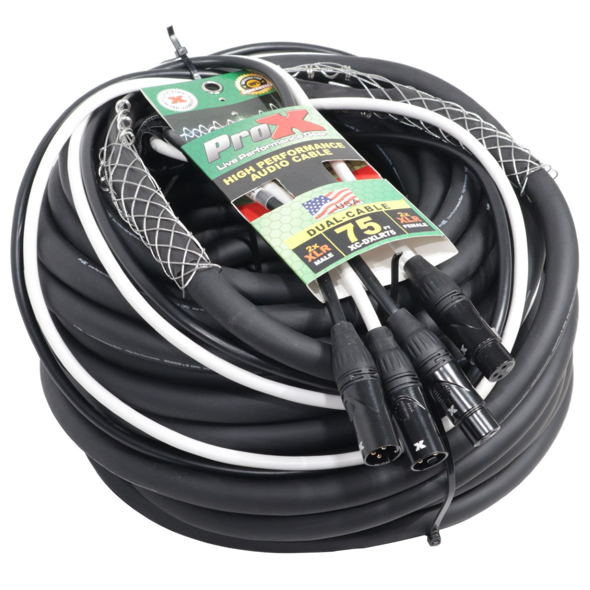 ProX XC-DXLR75 - 75ft Balanced Dual 3-Pin XLR Male to Dual 3-Pin XLR Female Audio Cable