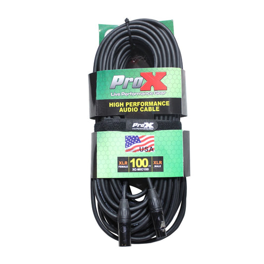 ProX XC-MIC100 - 100ft Balanced 3-Pin XLR Female to 3-Pin XLR Male Microphone Cable