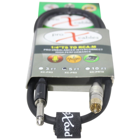 ProX XC-PR05 - 5ft Unbalanced RCA Male to 1/4" Male Audio Cable