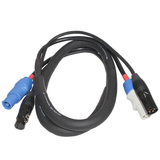 ProX XC-PWC14-DMX10 - 10ft 14AWG PowerCON Blue to Grey with 3-Pin DMX Male/Female Combo Cable