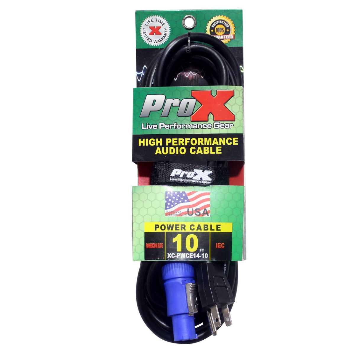 ProX XC-PWCE14-10 - 10ft 14AWG PowerCON Blue to NEMA 5-15 Edison Cable