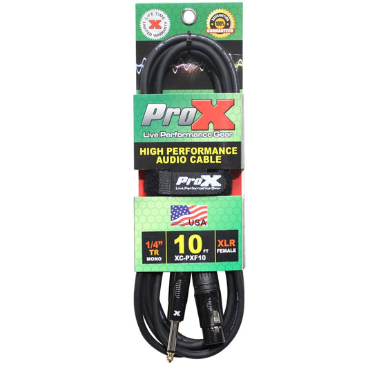 ProX XC-PXF10 - 10ft Unbalanced 1/4" TS Male to 3-Pin XLR Female Audio Cable