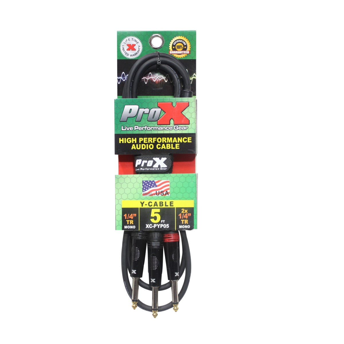 ProX XC-PYP05 - 5ft 1/4" TS Male to Dual 1/4" TS Male Audio Cable