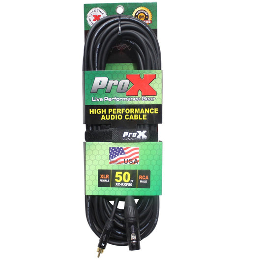 ProX XC-RXF50 - 50ft Unbalanced RCA to 3-Pin XLR Female Audio Cable