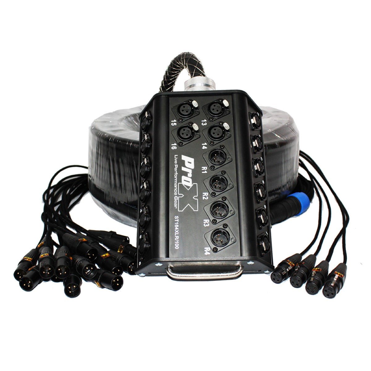 ProX XC-SB164XLR100 - 100ft Stage Box Snake with 16x Female XLR Input and 4x Male XLR Return