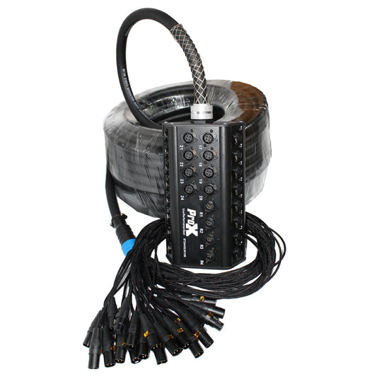 ProX XC-SB244XLR100 - 100ft Stage Box Snake with 24x Female XLR Input and 4x Male XLR Return