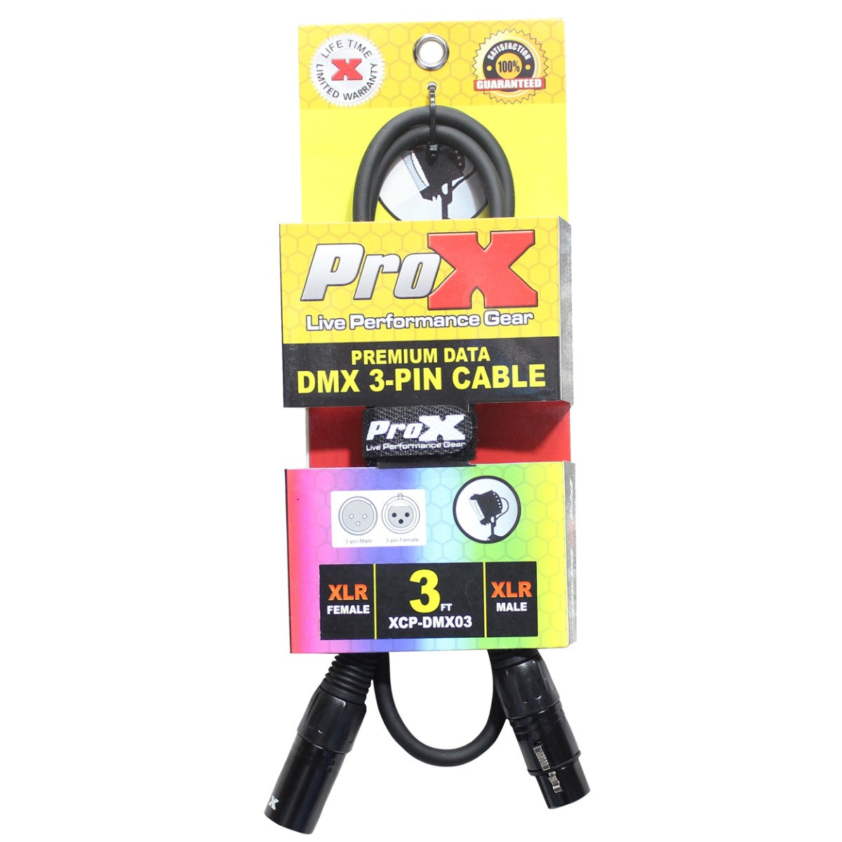 ProX XCP-DMX03 - 3ft 3-Pin Male to 3-Pin Female DMX Cable