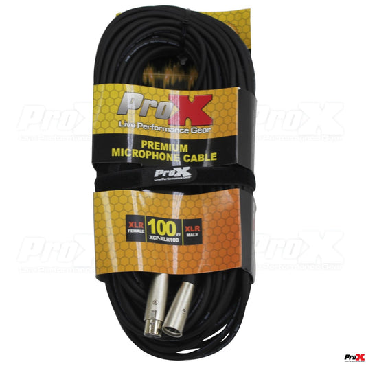 ProX XCP-XLR100 - 100ft Balanced 3-Pin XLR Female to 3-Pin XLR Male Microphone Audio Cable