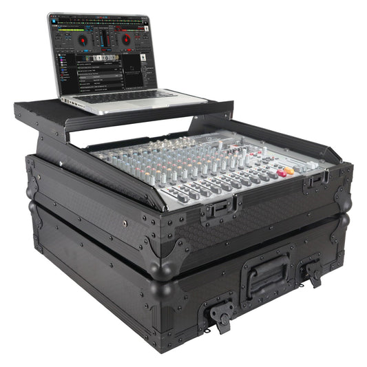 ProX XS-19MIXLTBL - 10U Top Mount 19" Slanted Mixer Case in Black/Black Finish