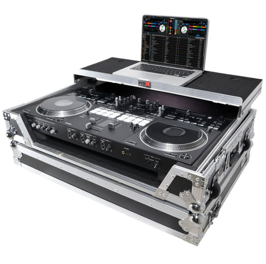 ProX XS-DDJREV7WLT - Flight Case for Pioneer DDJ-REV7 with Laptop Shelf in Black/Silver Finish