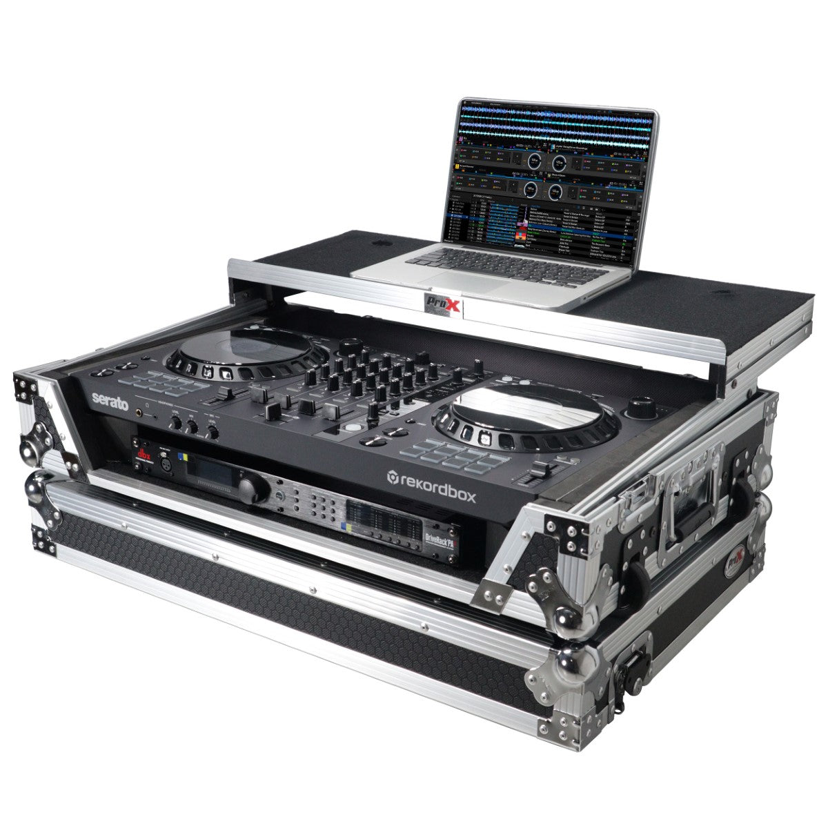 ProX XS-DDJFLX6 WLT - Flight Case for Pioneer DDJ-FLX6 with Laptop Shelf in Black/Silver Finish