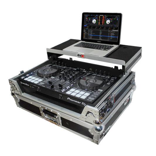 ProX XS-DDJRRLT - Flight Case For Pioneer DDJ-RR/DDJ-SR2 with Laptop Shelf in Black/Silver Finish