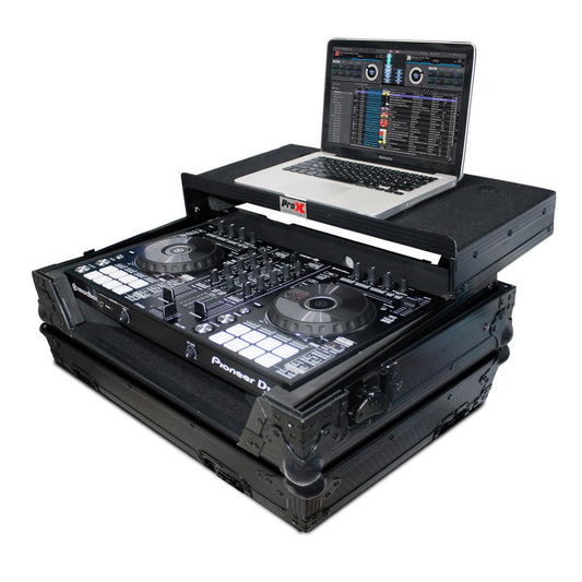 ProX XS-DDJRRLTBL - Flight Case For Pioneer DDJ-RR/DDJ-SR2 with Laptop Shelf in Black/Black Finish