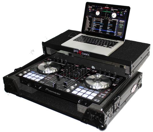 ProX XS-DDJSRLTBL - Flight Case for Pioneer DDJ-SR with Laptop Shelf in Black/Black Finish