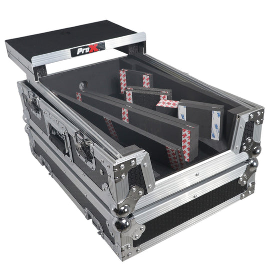 ProX XS-M11LT - Flight Case for Pioneer DJM-S11/Rane 70/Rane 72 with Laptop Shelf in Black/Silver Finish