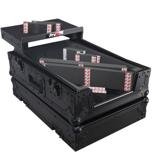 ProX XS-M11LTBL - Flight Case for Pioneer DJM-S11/Rane 70/Rane 72 with Laptop Shelf in Black/Black Finish