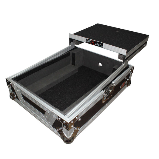 ProX XS-M12LT - Flight Case for 12-inch Large Format DJ Mixers with Laptop Shelf in Black/Silver Finish