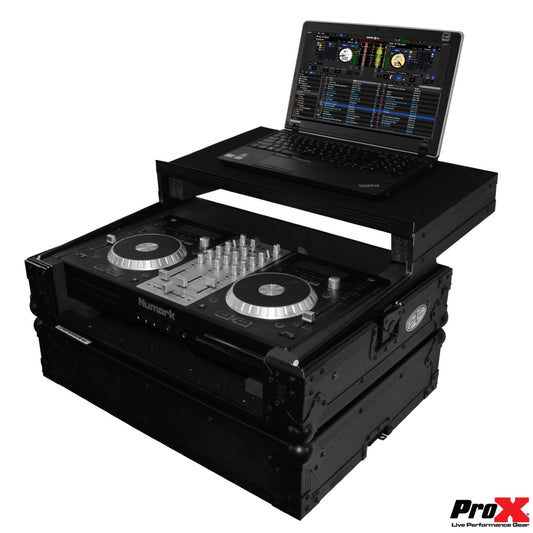 ProX XS-MIXDECKEXLTBL - Flight Case for Numark MixDeck Express with Laptop Shelf in Black/Black Finish