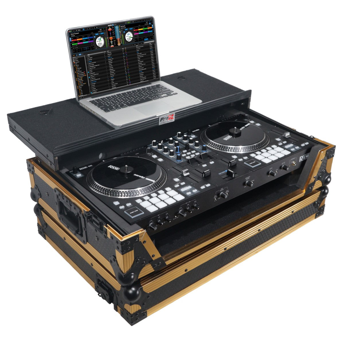 ProX XS-RANEONE WLT FGLD - Flight Case for Rane One DJ with Laptop Shelf in Limited Edition Gold Finish