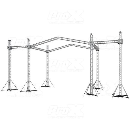 ProX XTP-GS302023-PR2-12D - 20'W x 30'L x 23'H Stage Truss Roofing System with 6 Chain Hoists and 7FT Speaker Wings