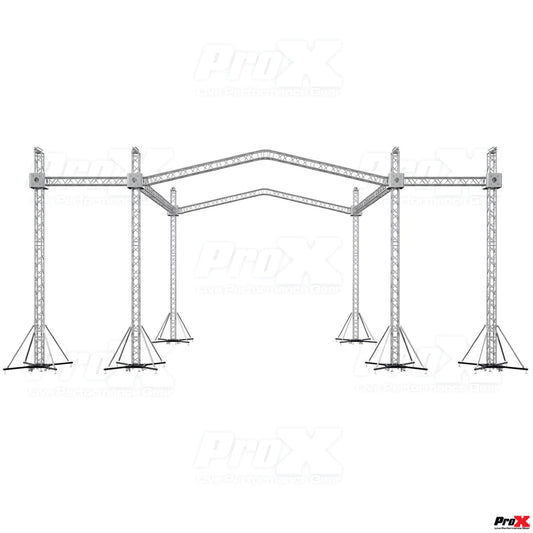 ProX XTP-GS303023-PR2-12D - 30'W x 30'L x 23'H Stage Truss Roofing System with 6 Chain Hoists and 7FT Speaker Wings