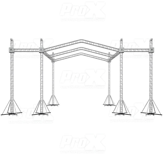 ProX XTP-GS303023-PR3-12D - 30'W x 30'L x 23'H Stage Truss Roofing System with 6 Chain Hoists and 7FT Speaker Wings